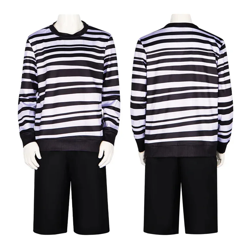 

Anime Addams Family Pugsley Addams Cosplay Costumes Wednesday Younger Brother Outfit Tops Pants Halloween For Men Boys Costume