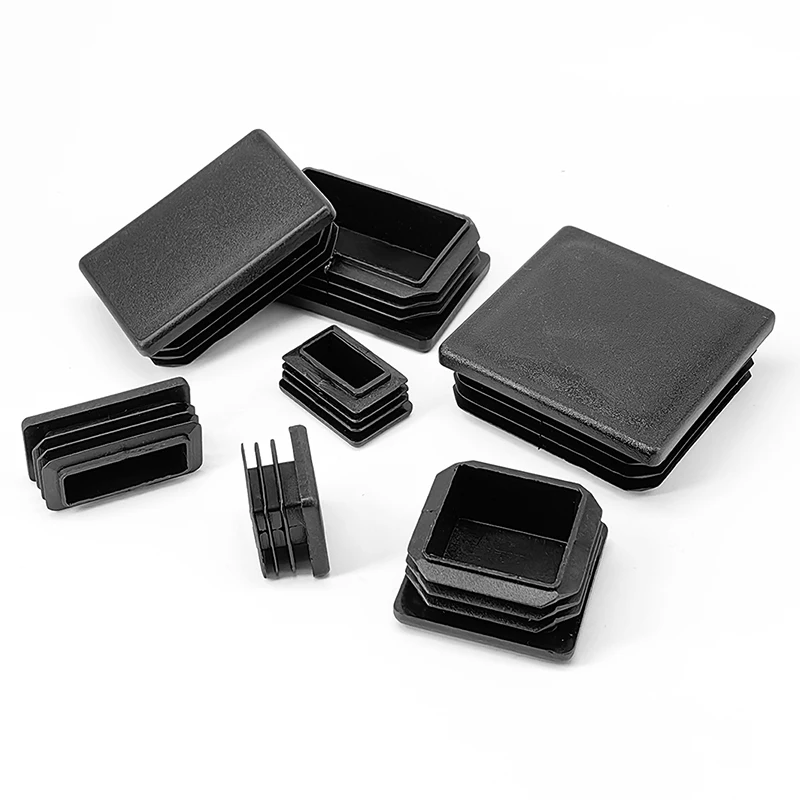 จุกปิดปลายท่อพลาสติก PP รูปทรงสี่เหลี่ยม ขนาด 15x15-100x200 มม. สำหรับท่อเหล็ก ท่อสแตนเลส ปิดปลายขาเฟอร์นิเจอร์ ป้องกันการลื่น