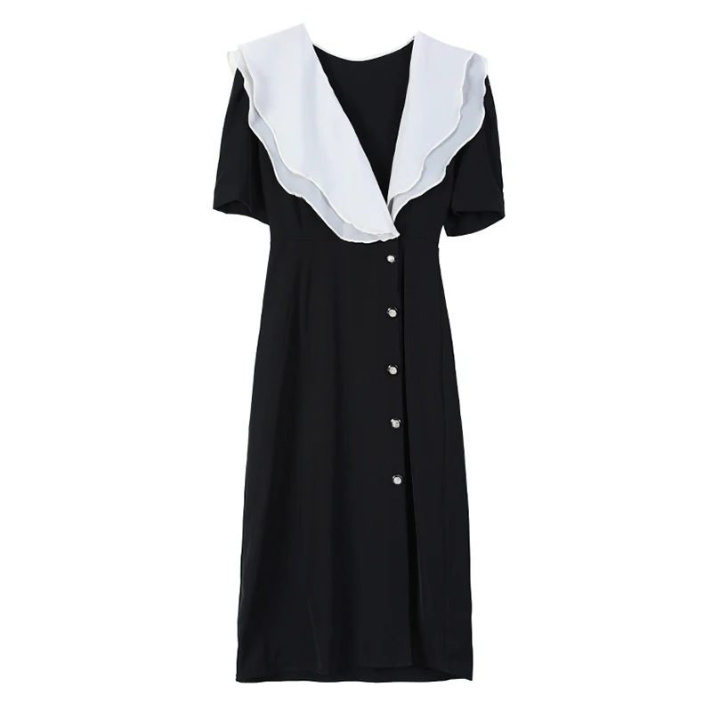 Lato z krótkim rękawem Vintage Party Maxi Vestidos damskie czarne octanowe modne sukienki Midi 2024 elegancka sukienka biurowa