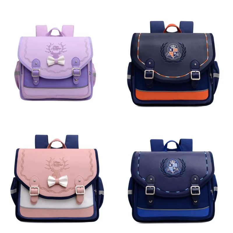 

Bow Backpacks Back To School Students Horizontal British Waterproof Backpack Grades 1-6 Reduced Burden Spine Protection Bag New