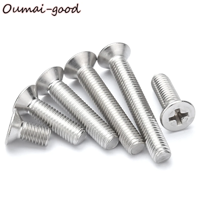 10/50pcs UNC 2#-56 4#-40 6#-32 8#-32 10#-24 304 Stainless Steel Cross Phillips Flat Countersunk Head Screw Bolts 5/32