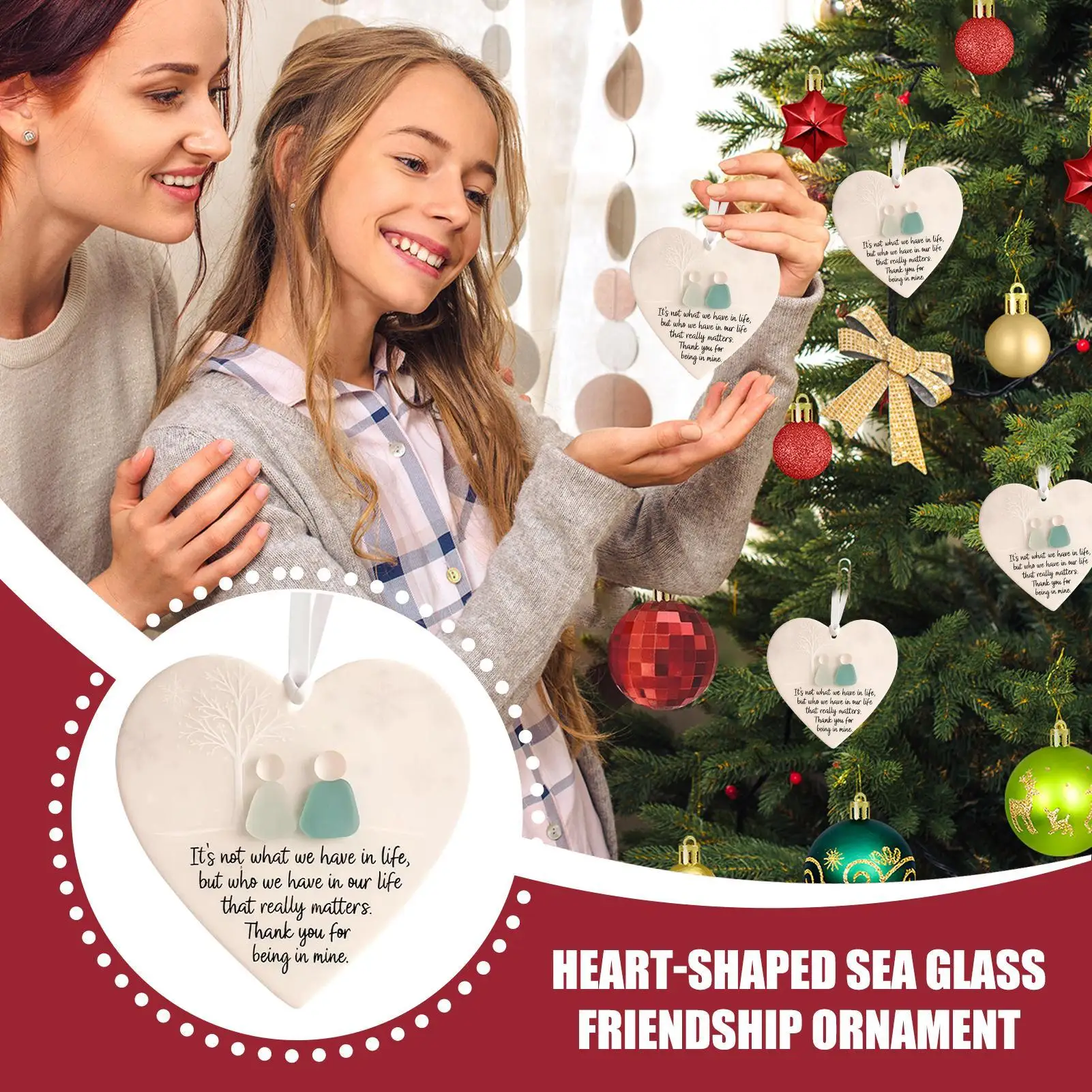 Heart Shape Friendship Decor Friendship Decoration Acrylic Heart Ornament Sea Glass Keepsake Hangable Decoration for Students