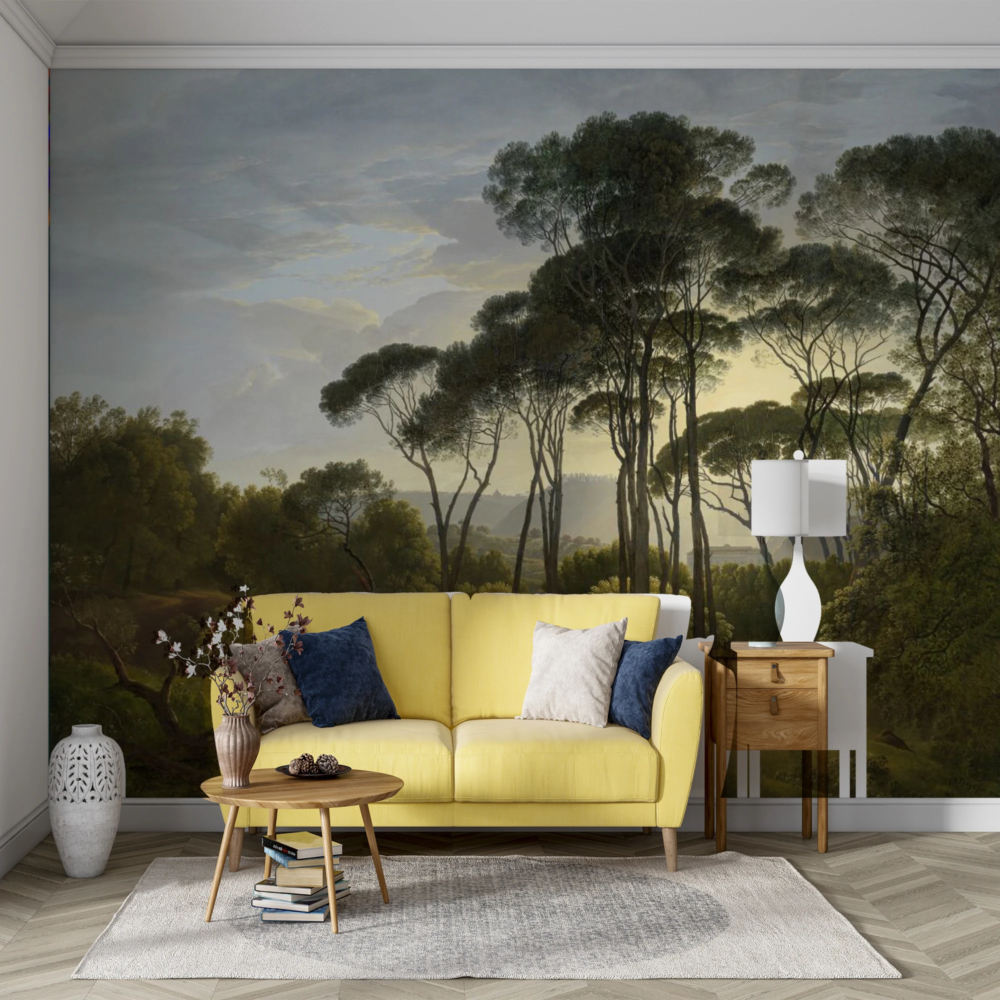 Custom Self‑Adhesive Wall Mural Vintage European  Forest Landscape Wallpaper Retro Countryside for Living Room Bedroom Decor