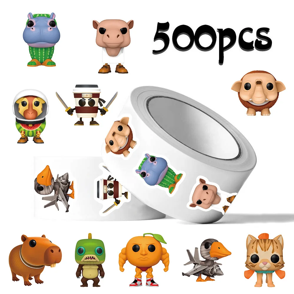 

500Pcs/Roll Cartoon Tung Tung Sahur Italian Brainrot AI Abstrac Sealing roll Sticker DIY PVC Laptop Decals Decoration Reward