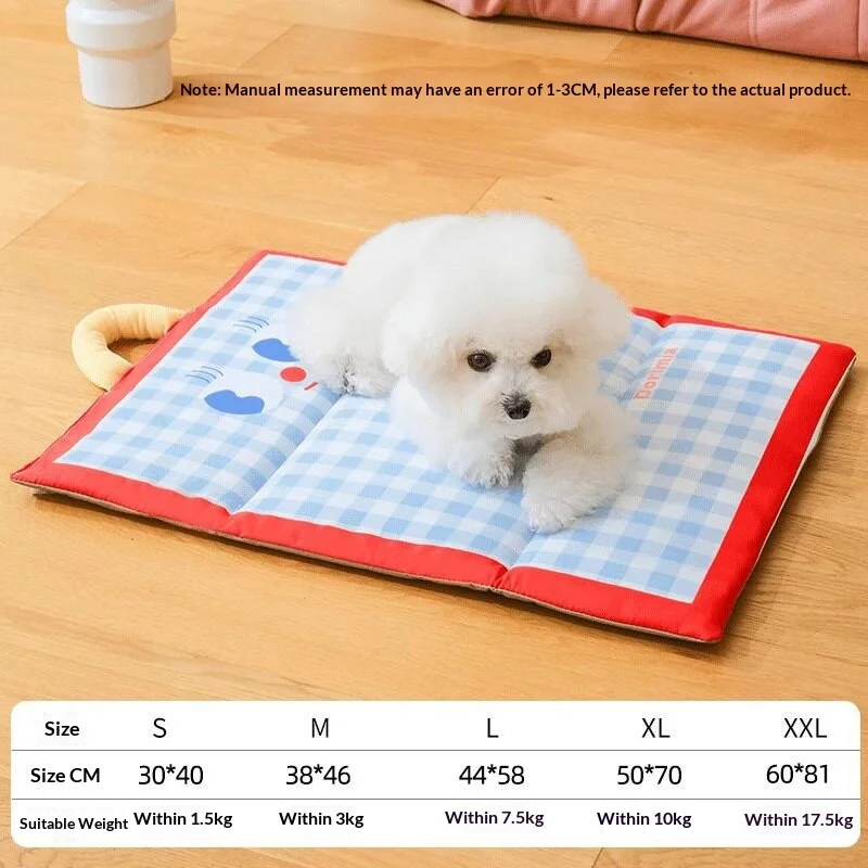 Portable Foldable Cute Plaid Pet Summer Cooling Pad Waterproof Machine Washable Four Season Sleeping Mat For Small Medium Dogs