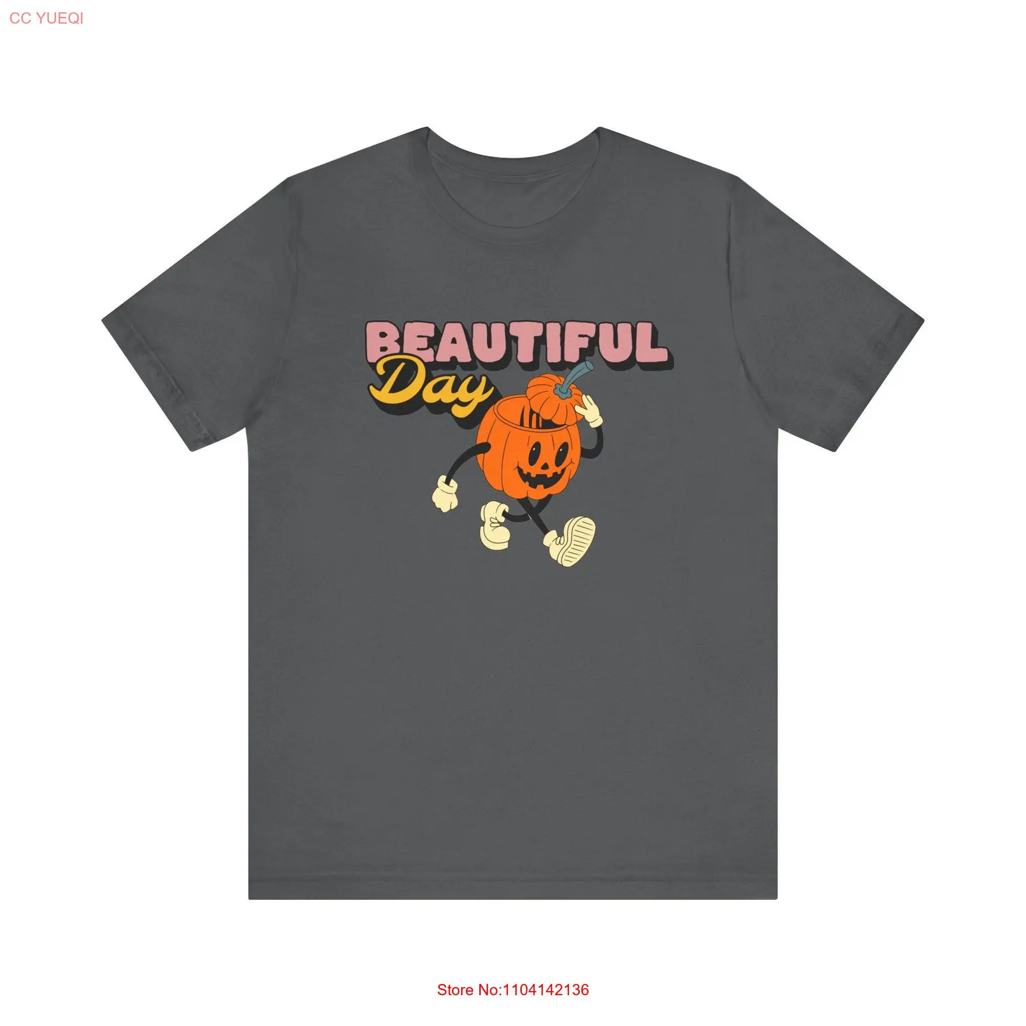 Cute Beautiful Day Halloween Pumpkin  T Shirt long or short sleeves