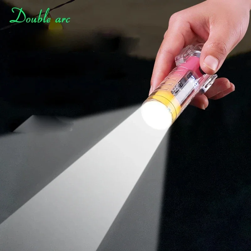 Windproof and Waterproof Can Be Illuminated Double Arc Lighter Three-Color Light Transparent USB Rechargeable High-Tech Lighters