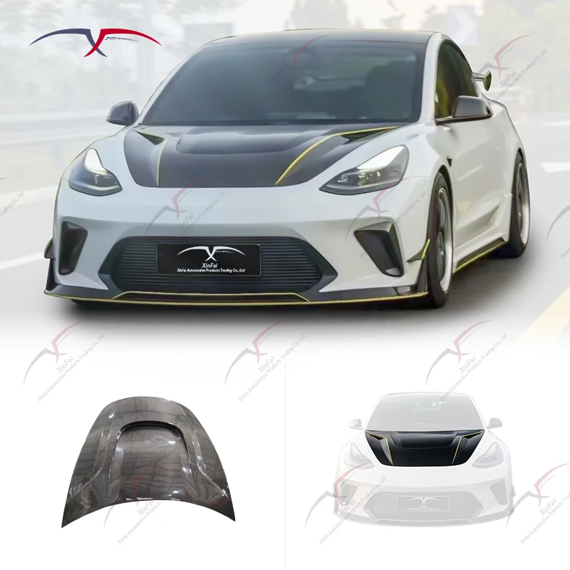 

High Quality Brand New Carbon Fiber Engine Hood Suitable for Model 3 Upgrade Body Kit Hacker Style Car Engine Hood