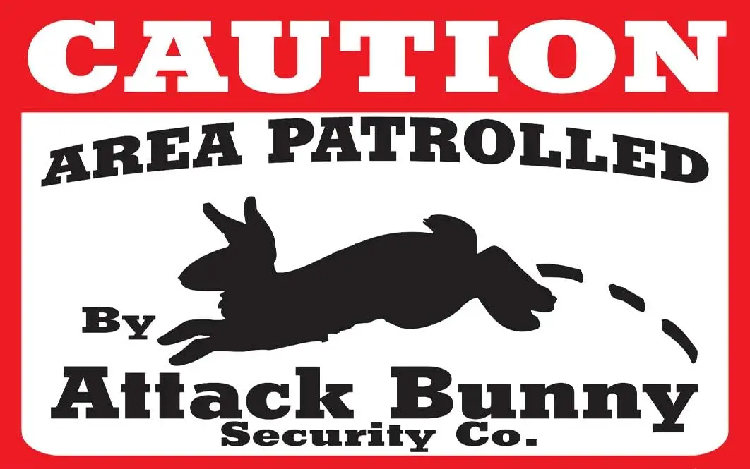 Caution Attack Bunny Sign Metal Tin Sign 8X12 Inches