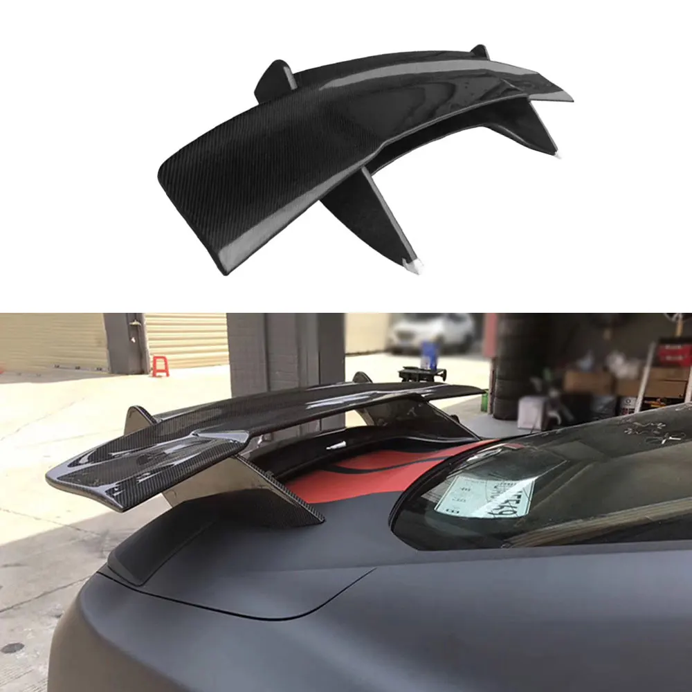 

CKMUUER двухслойный задний спойлер из углеродного волокна, крылья для Ford Mustang G V8 V6 GT350R Coupe 2015 2016 2017, FRP, неокрашенный