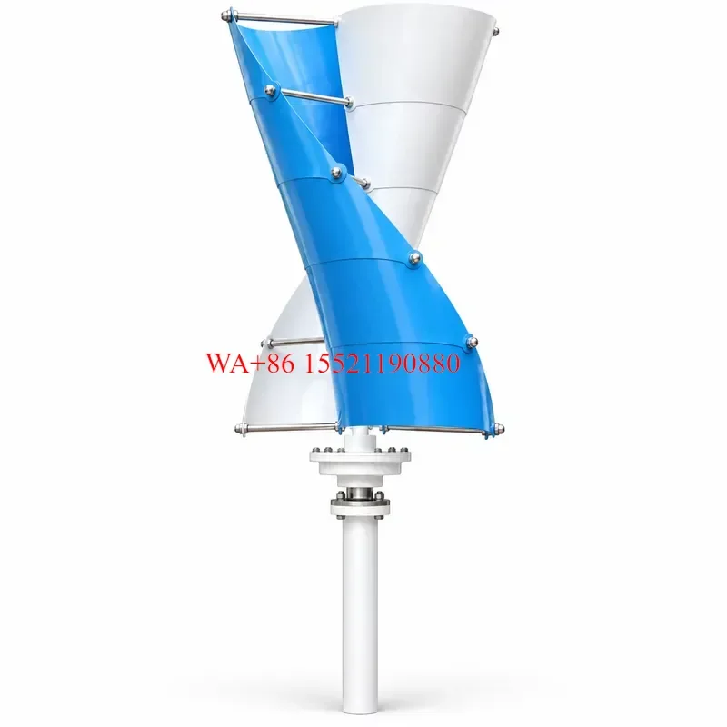 WMWMNU 300W 500W 1kW Helical Vertical Axis Wind Turbine Low Wind Speed Spiral Blade Generator for Home Off Grid Solar Wind