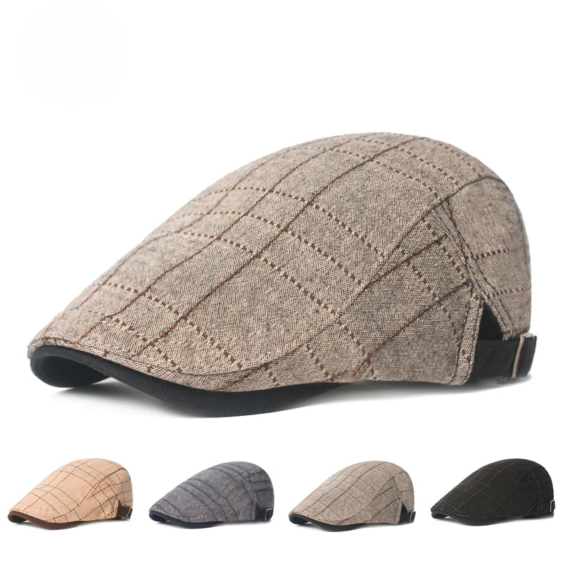 

British Style Beret Men's and Women's Retro Cap Hat Classic Fit Breathable Versatile Beret Adjustable Vintage Fashion peaked Hat