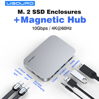 Docking Station M.2 SSD Enclosure USB3.0 10Gbps Magnetic USB C Hub Splitter Type C to HDMI Adapter 4K60Hz PD100W M2 NVMe 5 in 1