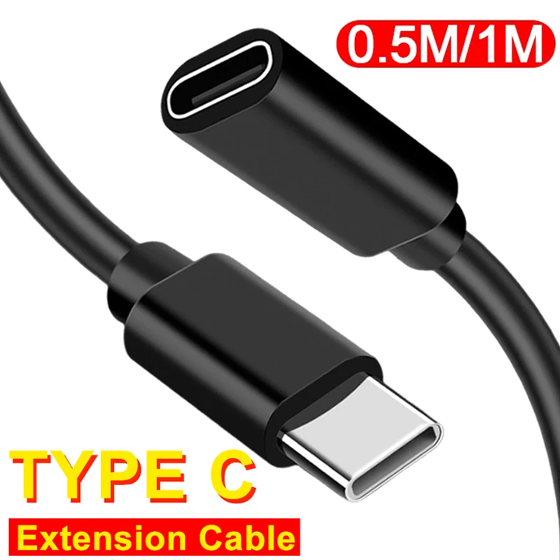 Type C Extension Cord USB C Male to Female Extensions Cable Extensor Charger Wire Connector Transmission Extended Cables 0.5M/1M