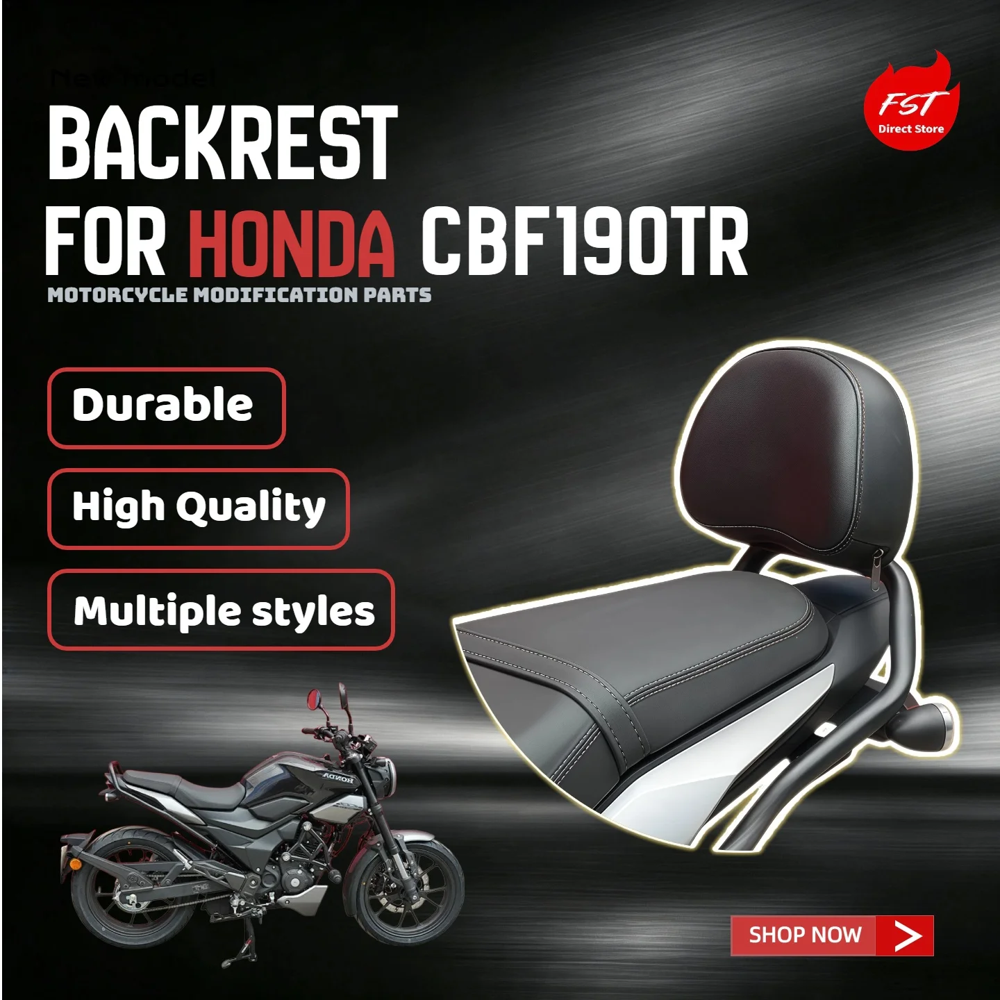 For Honda CBF190TR 2025 Motorcycle Rear Backrest Cushion Modified Integrated Thickened Enlarged Passenger Waist Pad