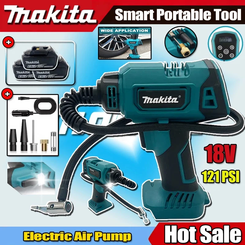 

Makita Cordless Portable Electric Air Pump 12V Rechargeable Handheld Air Compressor For Cars For Makita 18V Battery