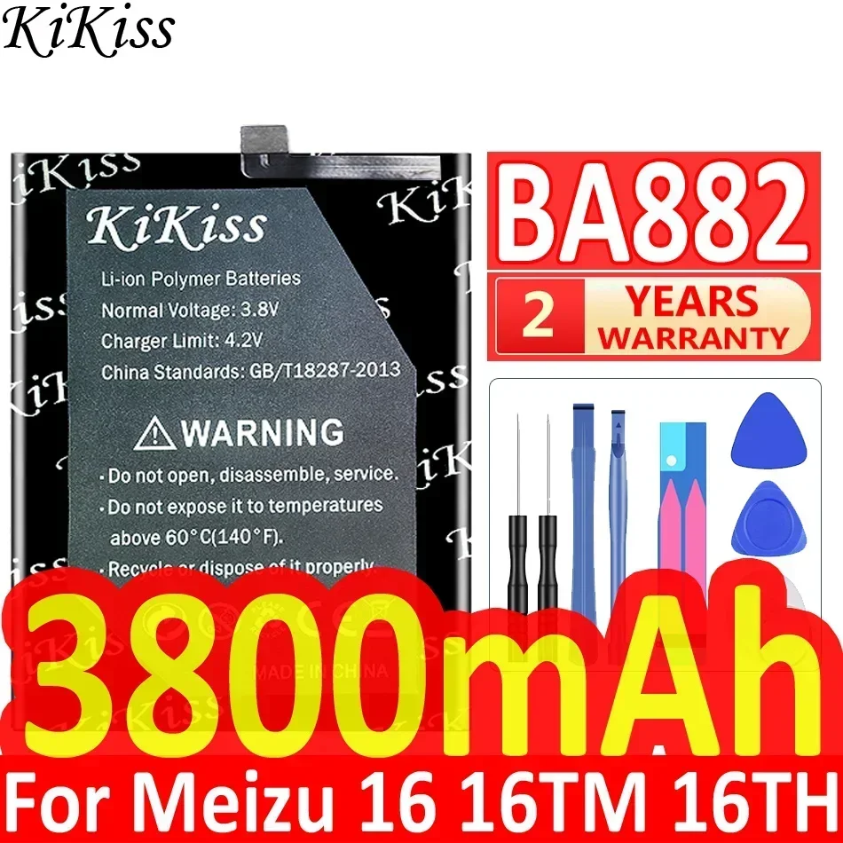 

Аккумулятор KiKiss для телефона Meizu 16 16TM 16TH BA882 BA 882, высокое качество + номер отслеживания