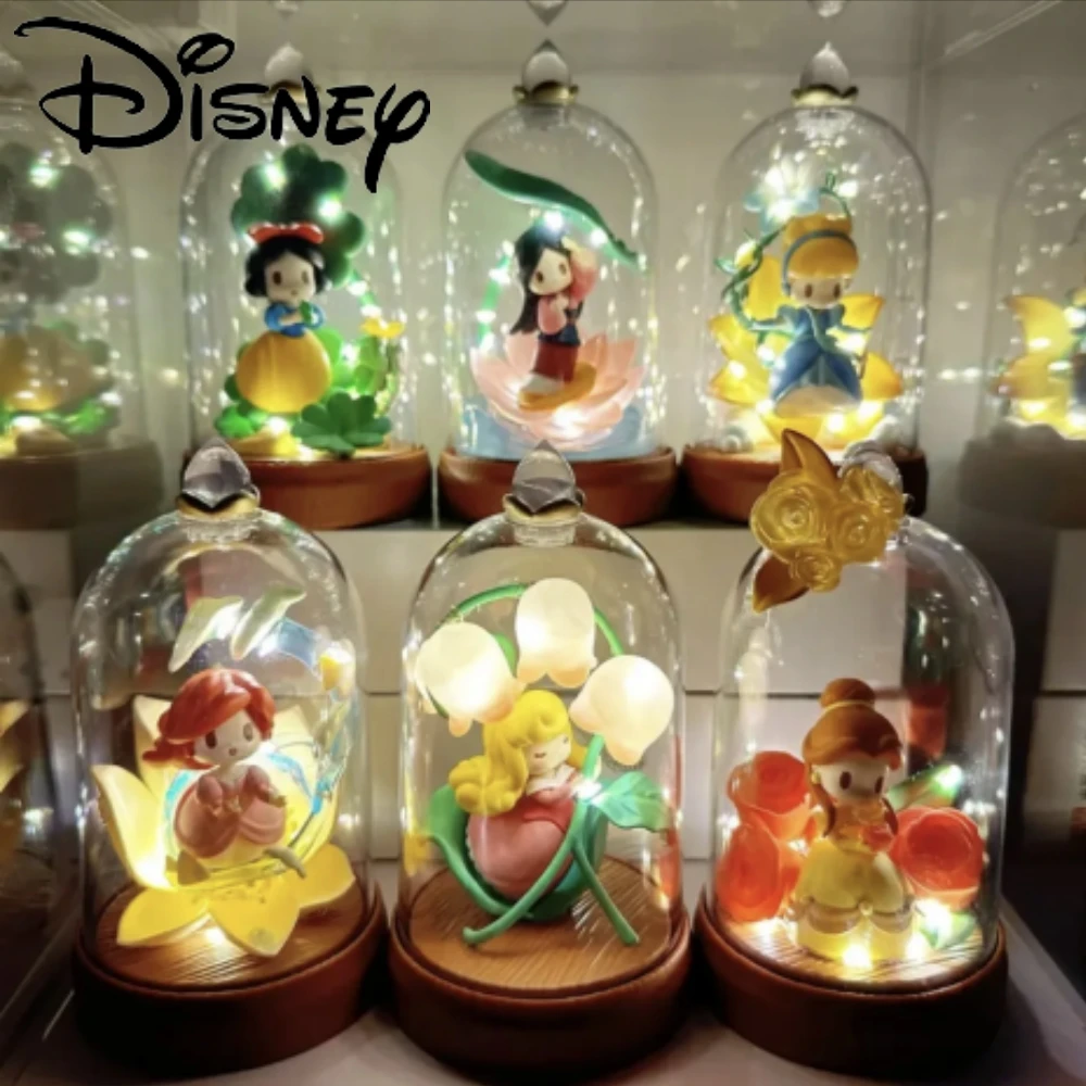 Disney Princess D-Baby Glass Flower Shadow Blind Box Cute Mini Anime Figure Mysterious Surprise Box Anime Lucky Bag Mulan Toys