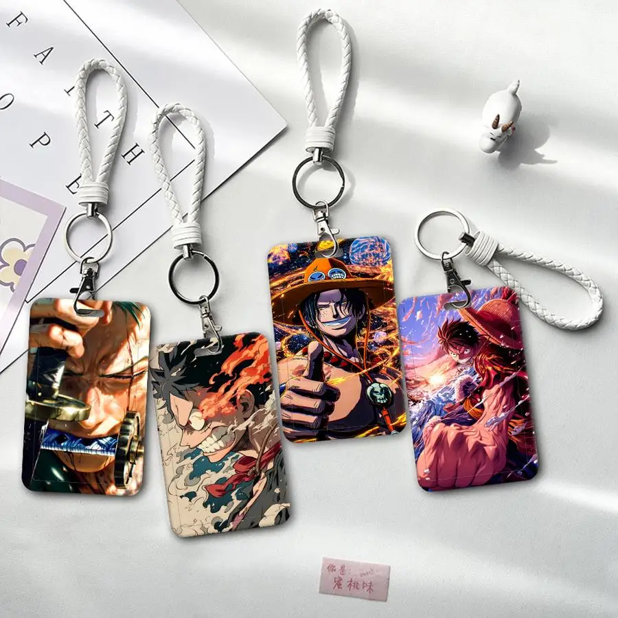 One Piece Cool Zoro 1Pc Card Holder Retractable Credit Card Holders Holders Child Bus with lanyard Bank ID Badge Cover Case