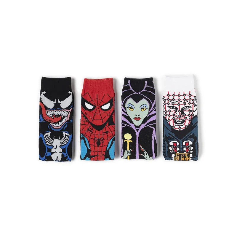 New Marvel Spiderman Socks Cartoon Anime Movie Venom Cotton Socks Mid-calf Men and Women\'s Warm Sock Average Size