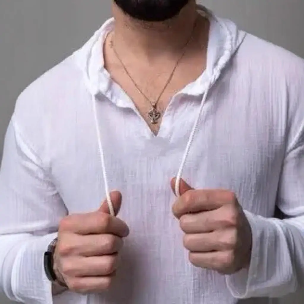 Men's Outdoor Hooded irt Thin Cotton Linen Cusizable Workwear Sports Design Service DIY Work orm Cusization