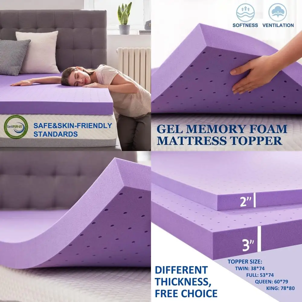 

Топпер из гелевой пены с эффектом памяти Queen Size 3, вентилируемый, мягкий, для снятия давления, дышащий, сертифицированный сертифицированный в США