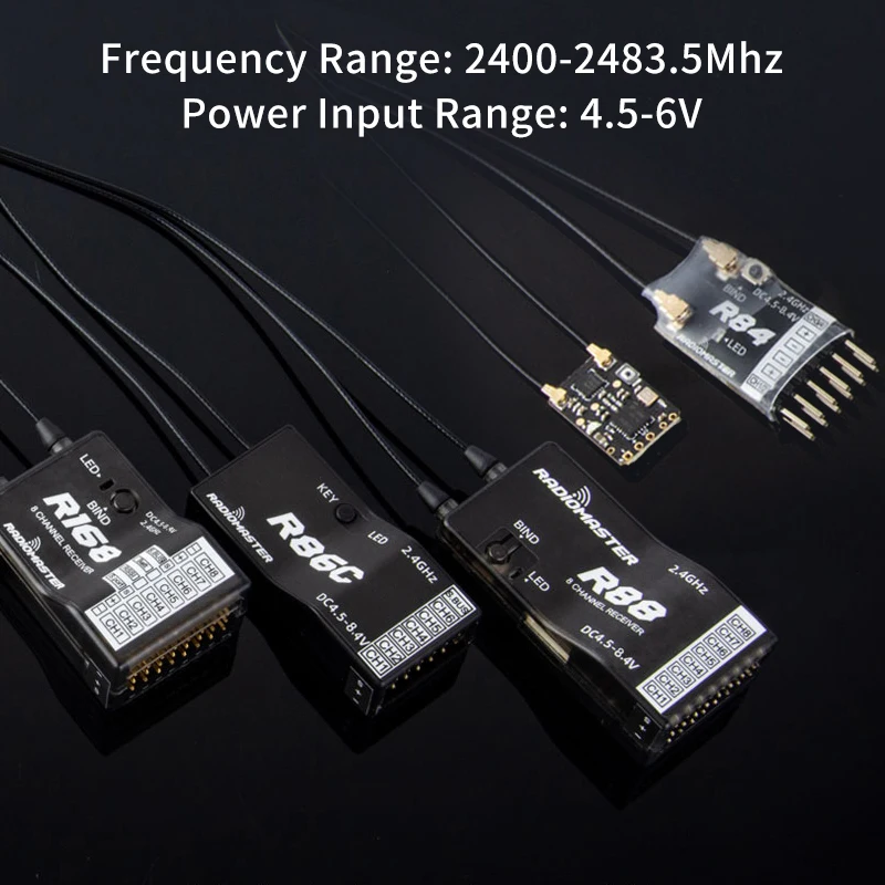 1/2PCS Radiomaster R84 R86 R86C R88 V2 2.4GHz Receiver 4CH/6CH/8CH D8 D16 SFHSS Compatible PWM SBUS 2.4G RX For RC FPV Drone