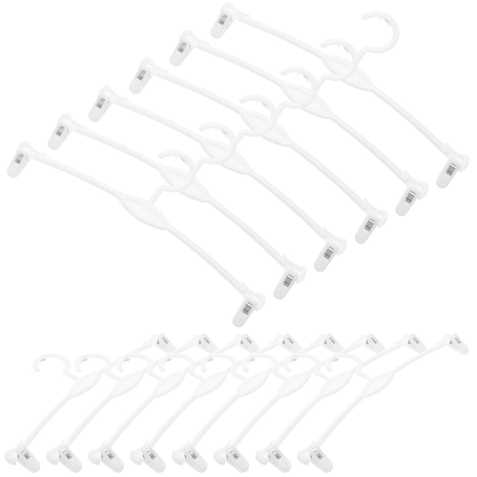 

15 Pcs White Plastic Hangers for Underwear Bras Socks Towel Baby Clothes Drying Rack No Corners Anti Slip Clips Weather