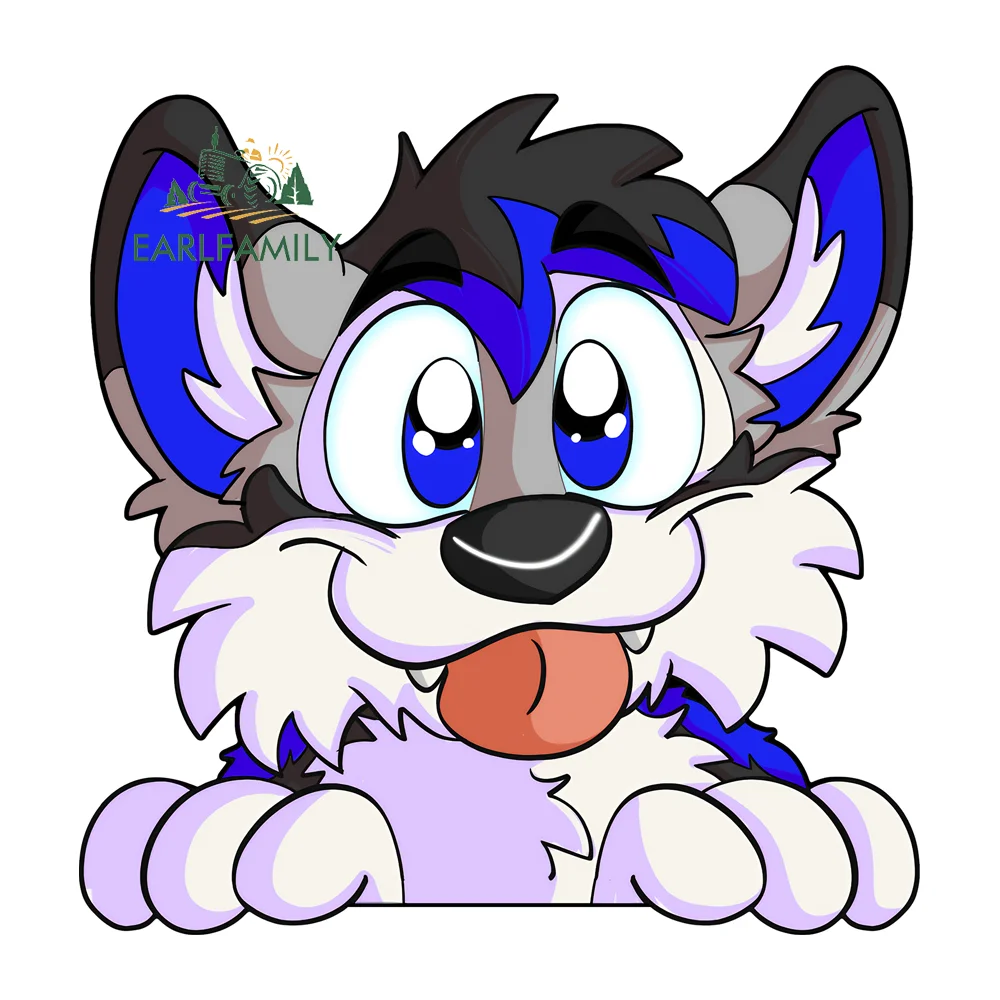 

EARLFAMILY Cute Furry Peeking Car Stickers Graffiti Woof Cartoon Windows Vinyl JDM Trunk Car Label Decal Accessories Laptop