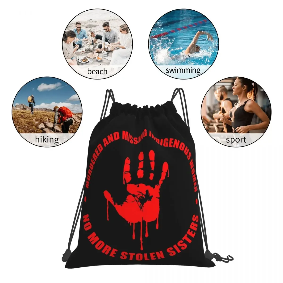 MMIW (살해 및 실종) 배낭, 드로스트링 가방, 드로스트링 번들 포켓 스포츠 가방, 책 가방