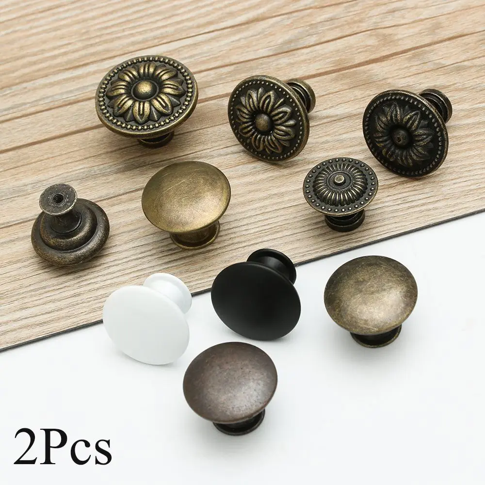 2Pcs Retro Hardware Round Shape Furniture Dresser Cabinet Drawer Knob Door Handle Wardrobe Pulls Cabinet Pulls