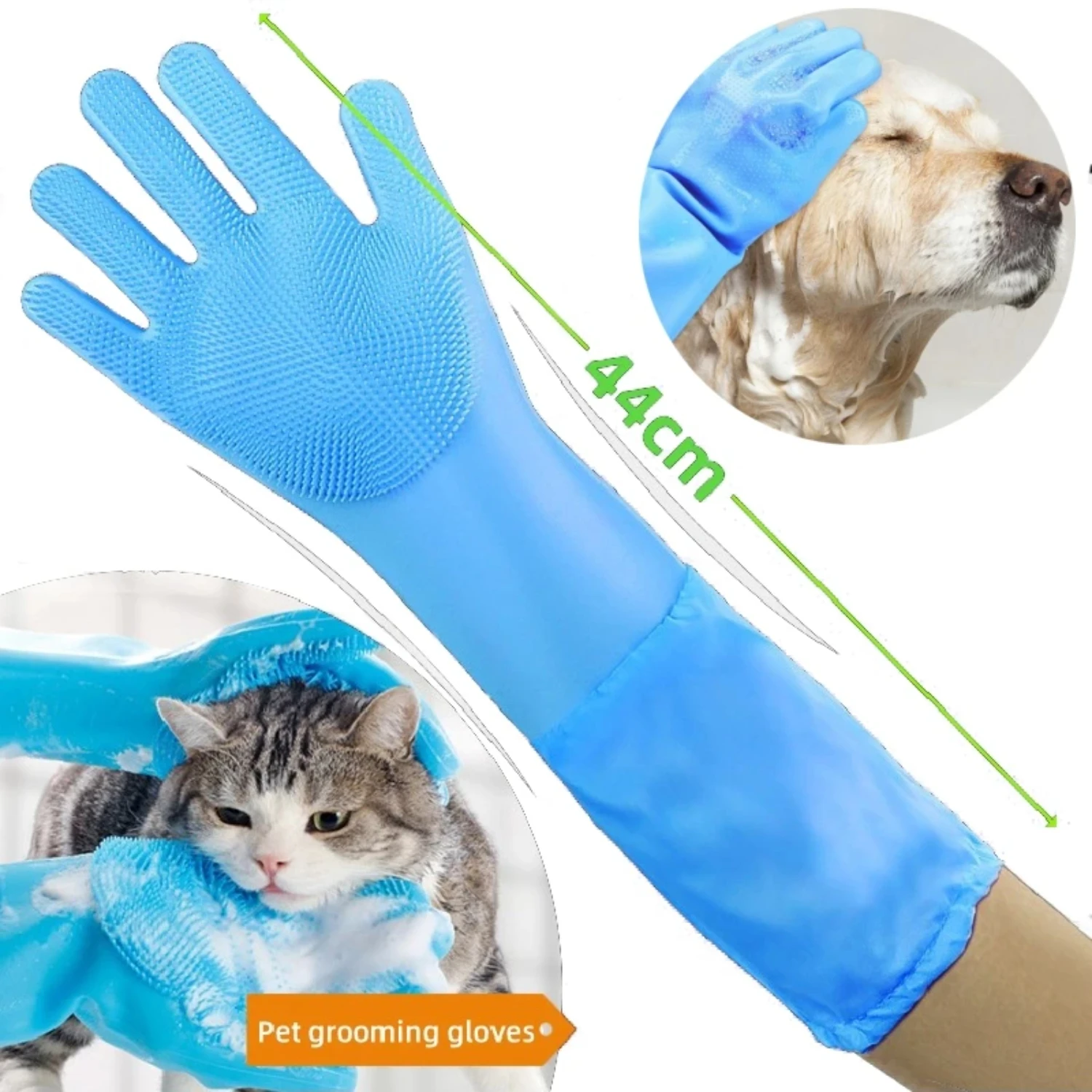 

Soft Silicone Pet Grooming Gloves for Dog and Cat Bathing - Efficient Cleaning and Indirect Shampooing - Gel Scrubber for Clean