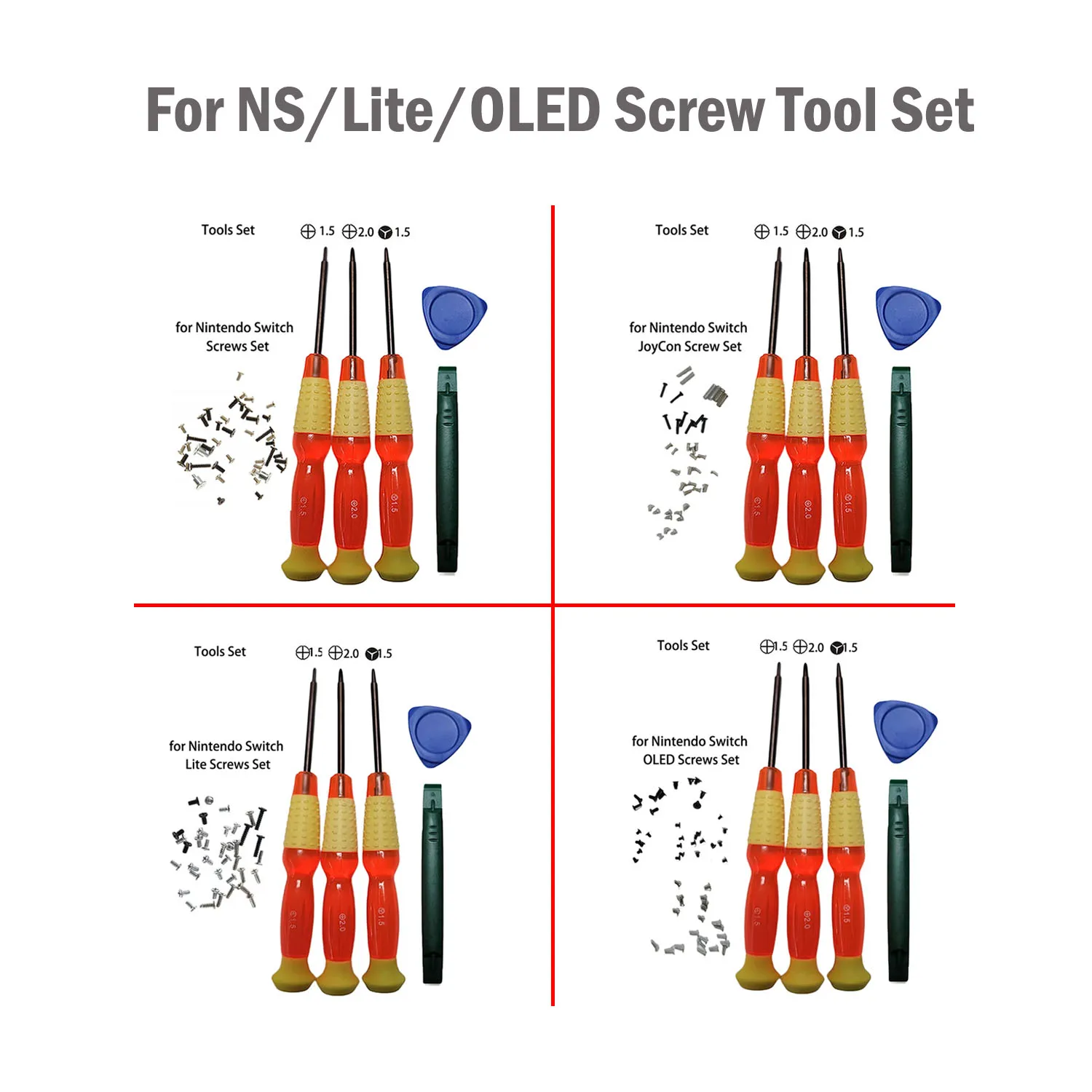 

Full Screw Set for Nintendo Switch NS OLED Joycon NS Lite Replacement Part +1.5 +2.0 Y1.5 Screwdriver Repair Tools Set