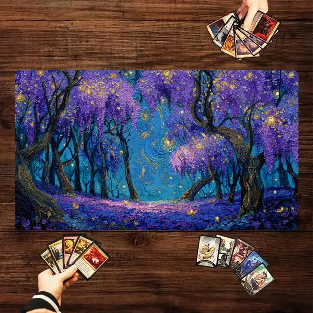 Abstract Art Wisteria Forest Magic Card Battle Mat TCG Playmat Anti-slip Base gathering gaming mats Board Game Mat for TCG