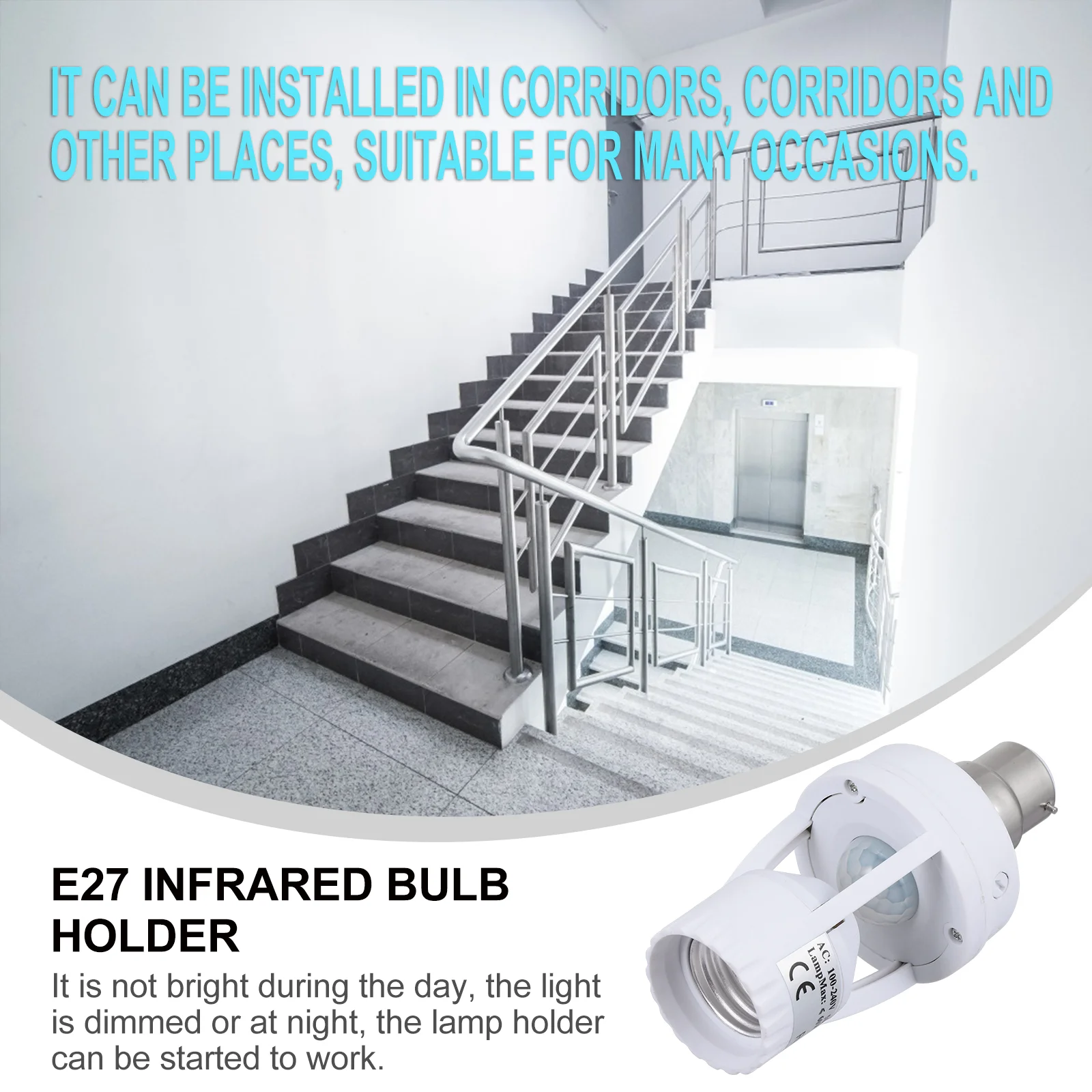 E14 Induction Lamp Holder Outlet Socket Adapter Light Bulb E27 Screw to LED Converter Motion Sensor