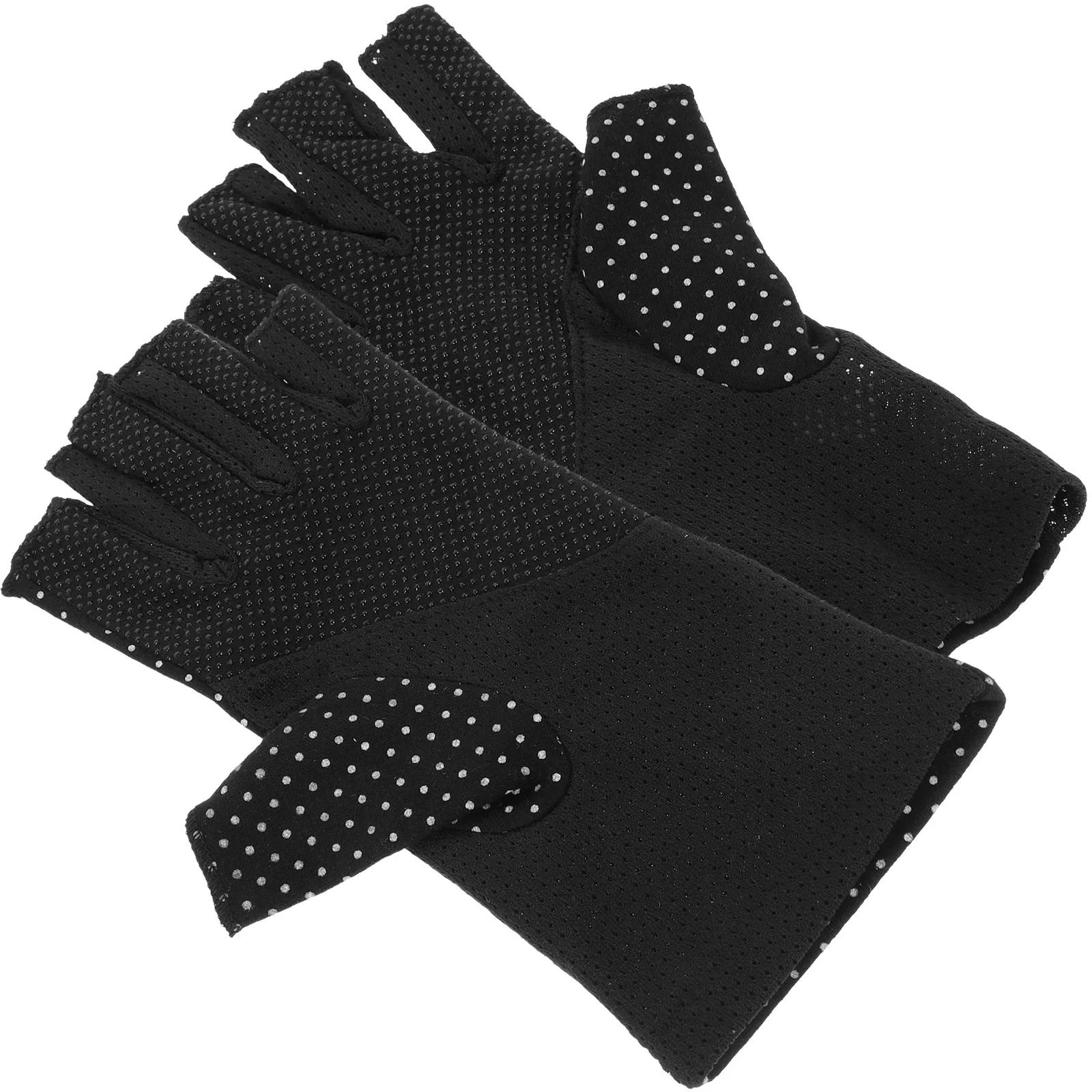 

UV Protection Gloves Lightweight Cotton Women Ultrathin Black Half Sunblock Driving Cycling Climbing Non Slip Gloves