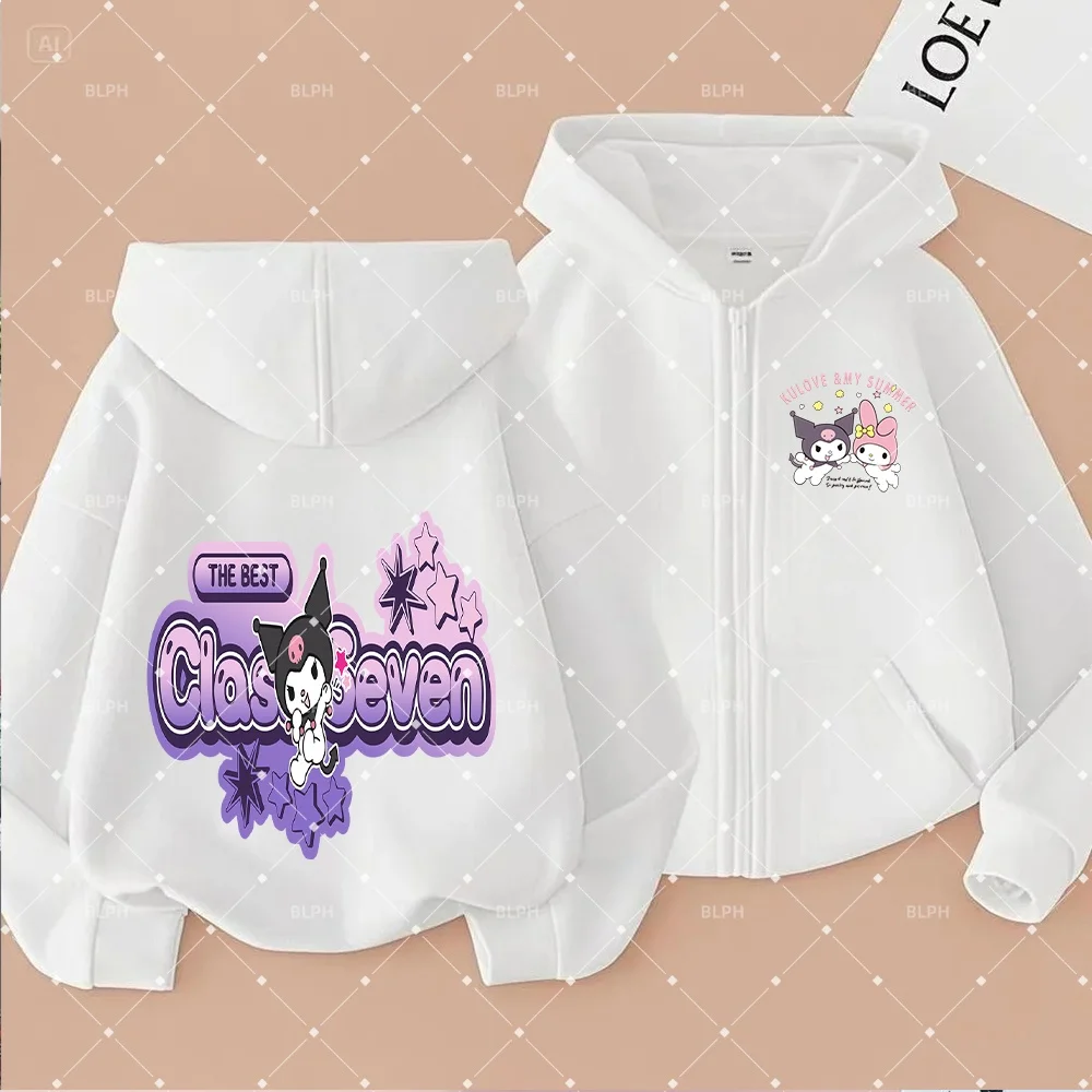 

Милый детский худи Sanrio Kuromi с элементами My Melody, модный мультяшный пуловер для мальчиков и девочек