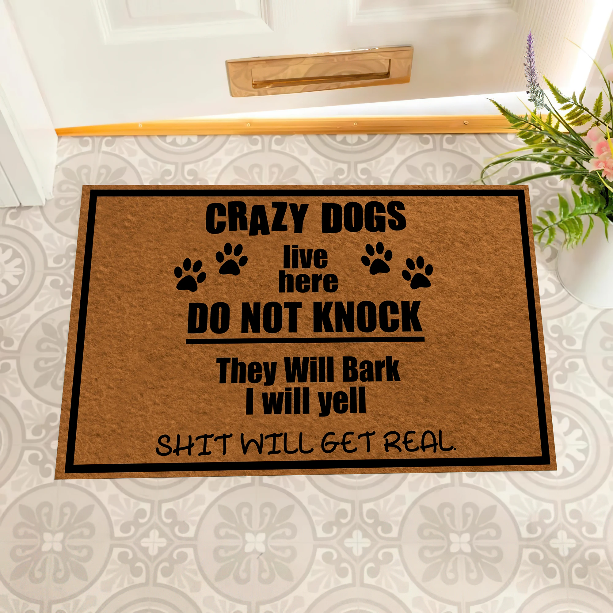 

Crazy Dogs Live Here Doormat Non slip Rubber Backing Outdoor Entrance Floor Mat Decorative Rugs Welcome Mat Entryway