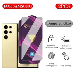 2Pc 3D Golden Armor Tempered Glass for Samsung Galaxy S24 Ultra Screen Protector for Samsung S24 S23 S22 S21 Plus Glass Film