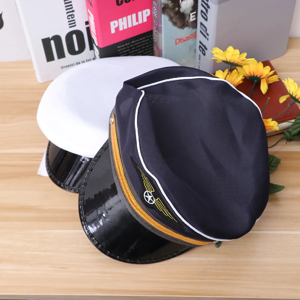 

Captain Pilot Hat Party Decoration Costume Accessory Bright Colors New Fabric Teens Adults Kids Cap Halloween Cosplay