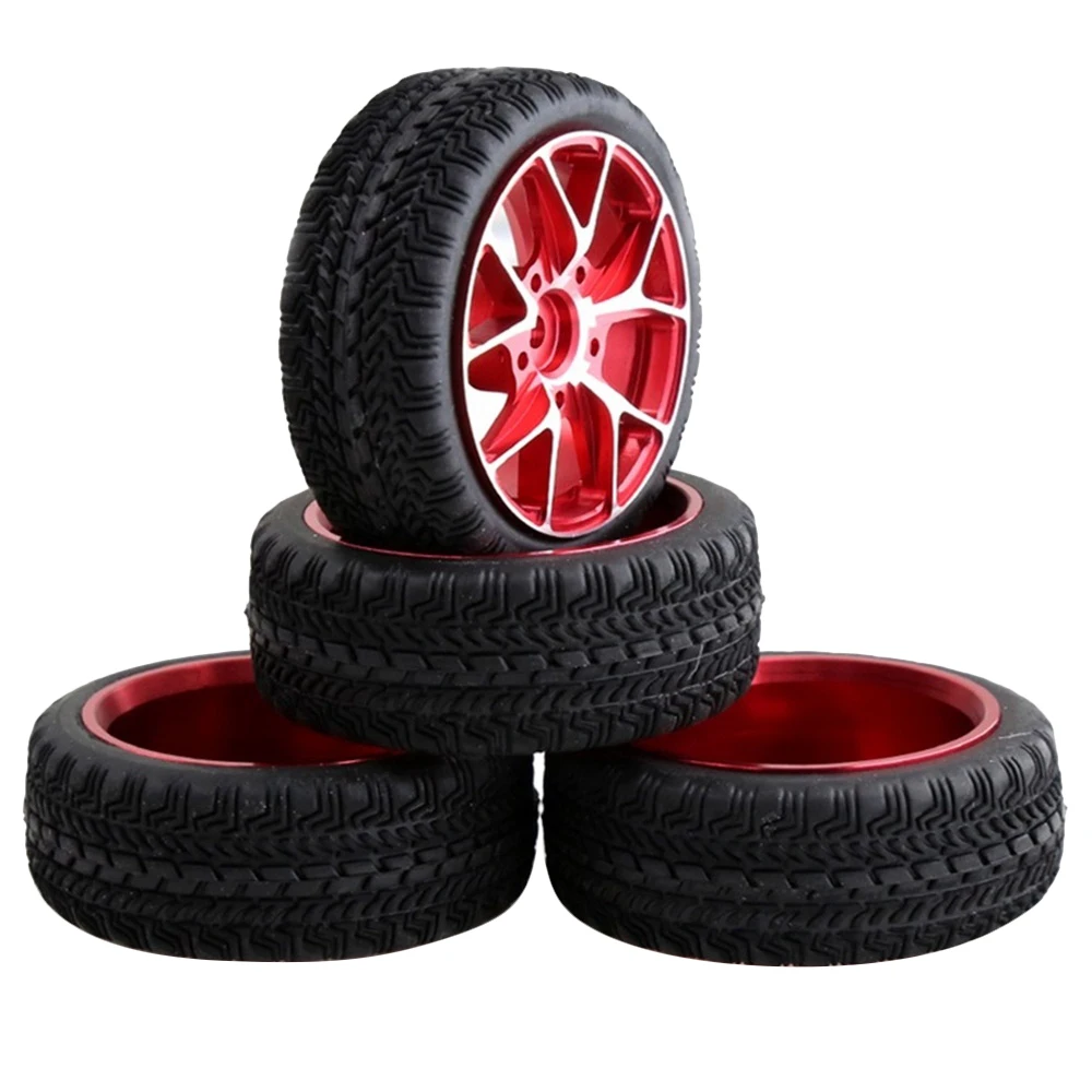 4Pcs Metal Wheel Rims Rubber Tire for 1/10 RC On-Road Drift Touring Car Sakura Traxxas HSP Tamiya HPI Kyosho RedCat,3