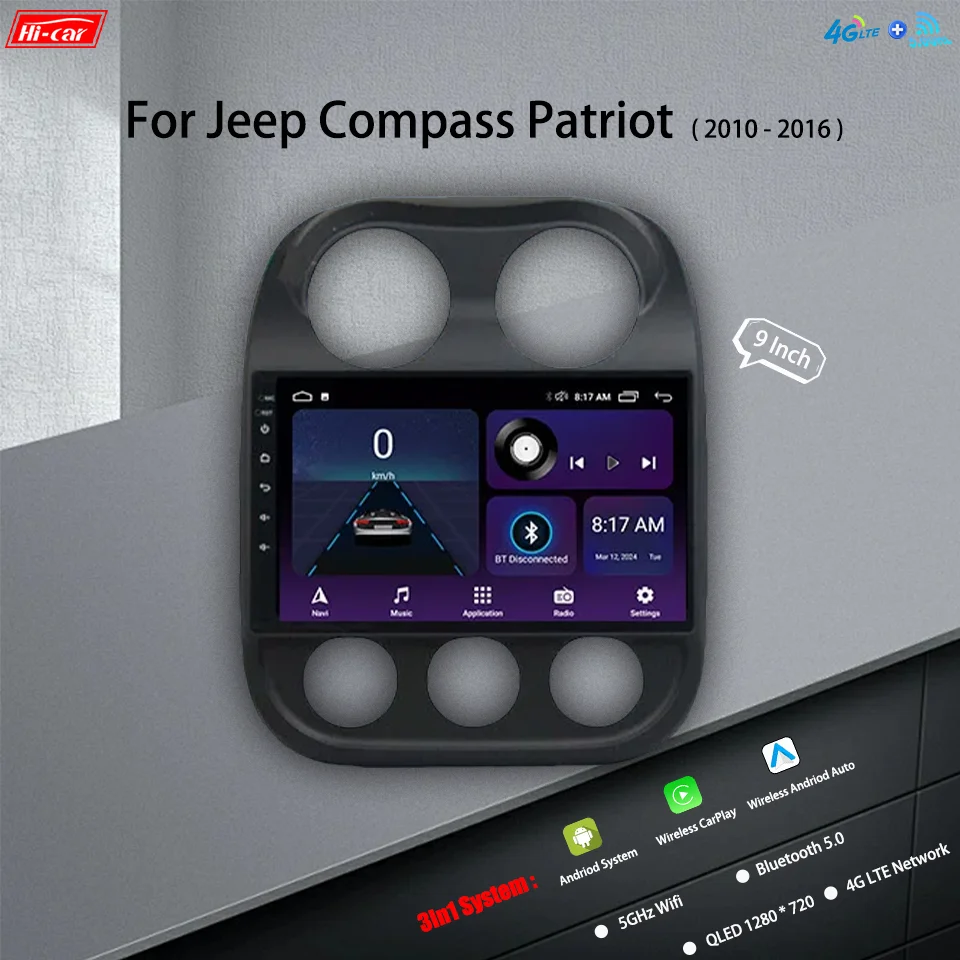 

2 Din Car Android Radio For Jeep Compass Patriot 2010 - 2016 Autoradio Stereo 4G GPS Navigation Carplay DSP Multimedia Player