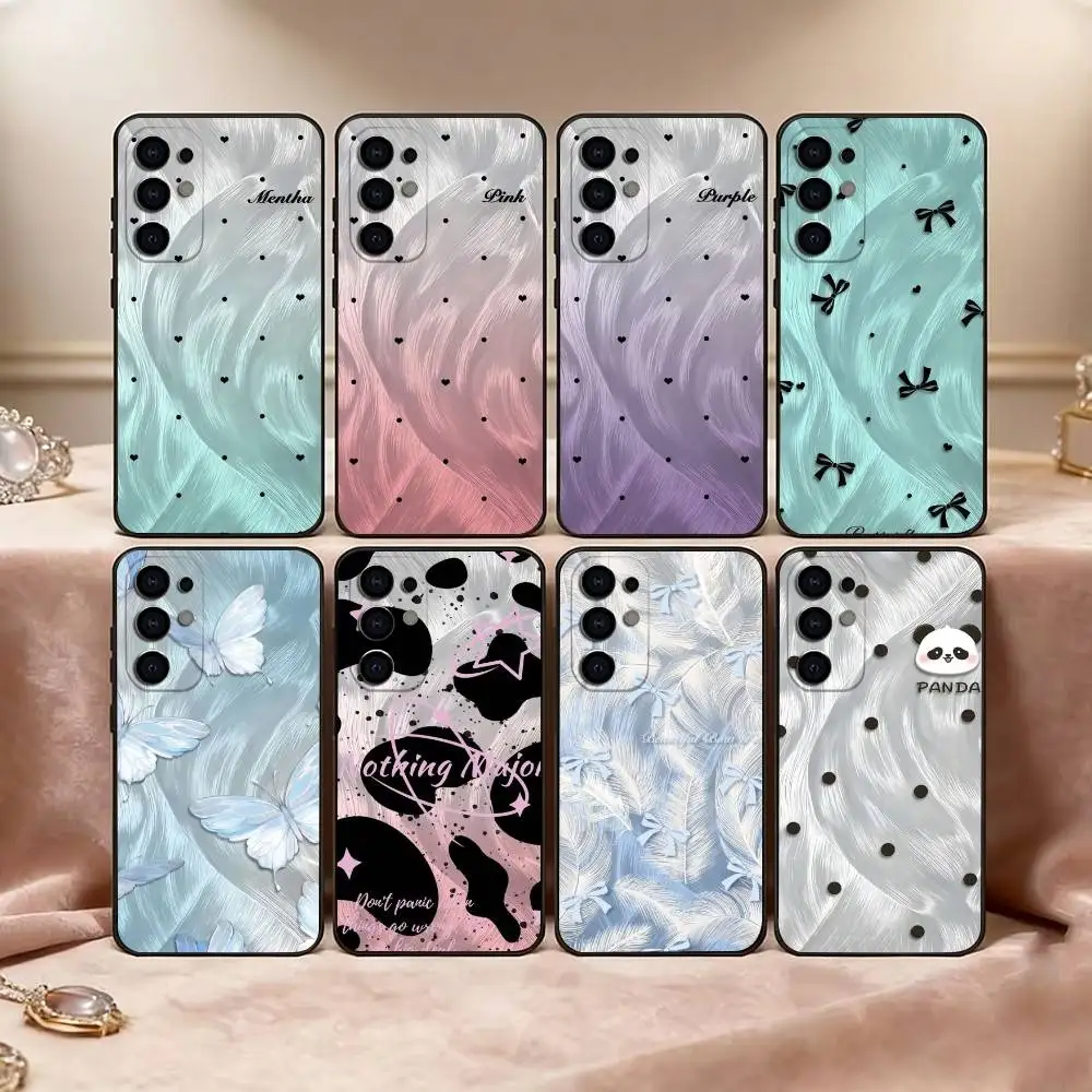 Feather yarn print Phone Case For Samsung S25,S24,S21,S22,S23,S30,Ultra,S20,Plus,Fe,Lite,Note,10,Black Cover