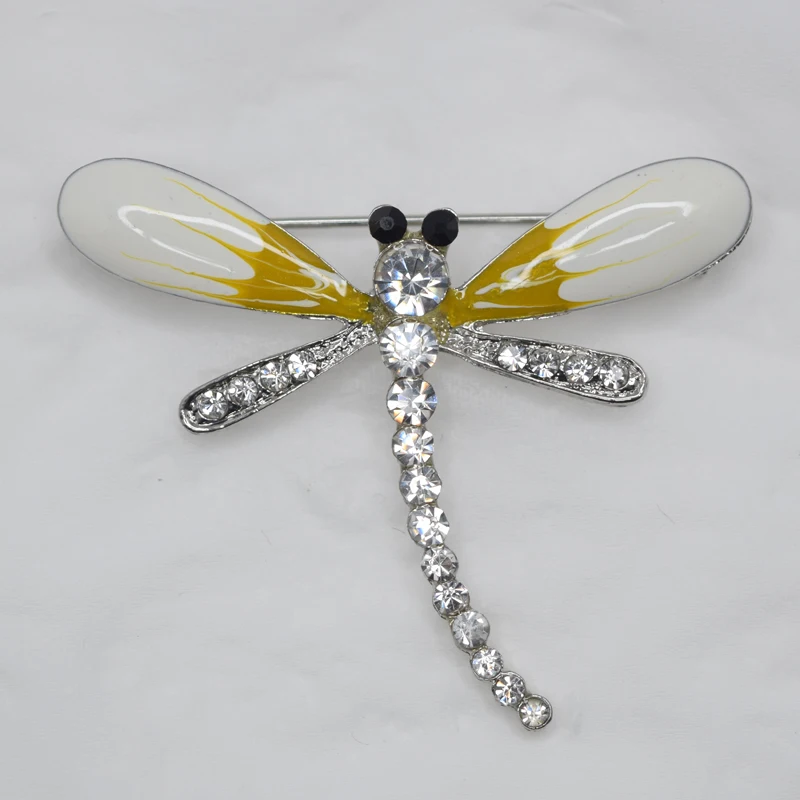 

12pcs/lot Wholesale Fashion Brooch Rhinestone Enamel Dragonfly Pin brooches jewelry Gift C101351