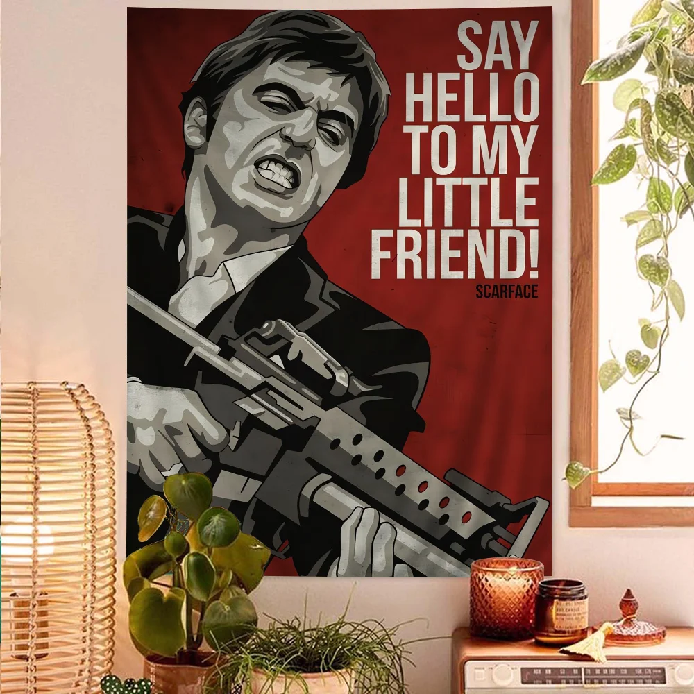 Movie Scarface Cartoon Tapestry Art Science Fiction Room Home Decor Wall Hanging Sheets