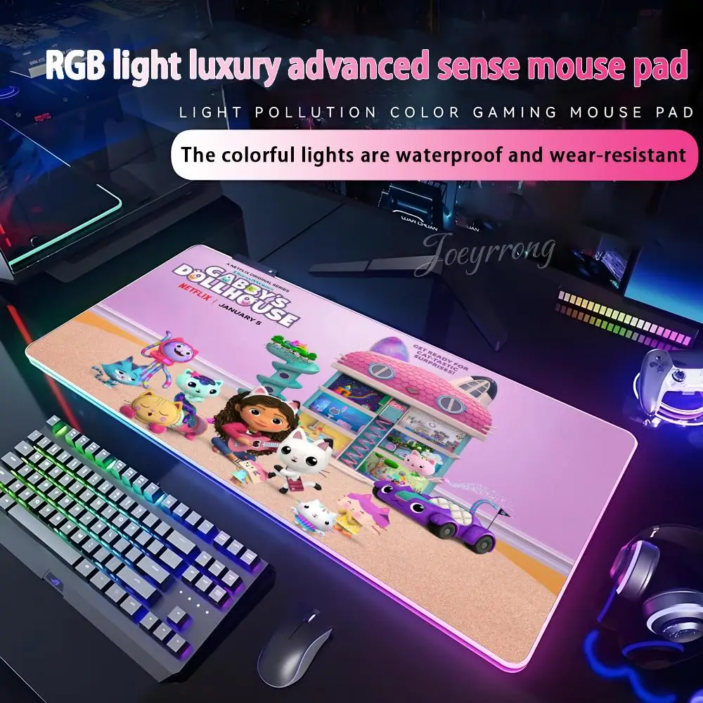

Коврик для мыши Gabbys для кукольного домика RGB коврик для мыши расширенная игровая клавиатура семь цветов светодиодные коврики большой 1000x500 мм XXL геймер