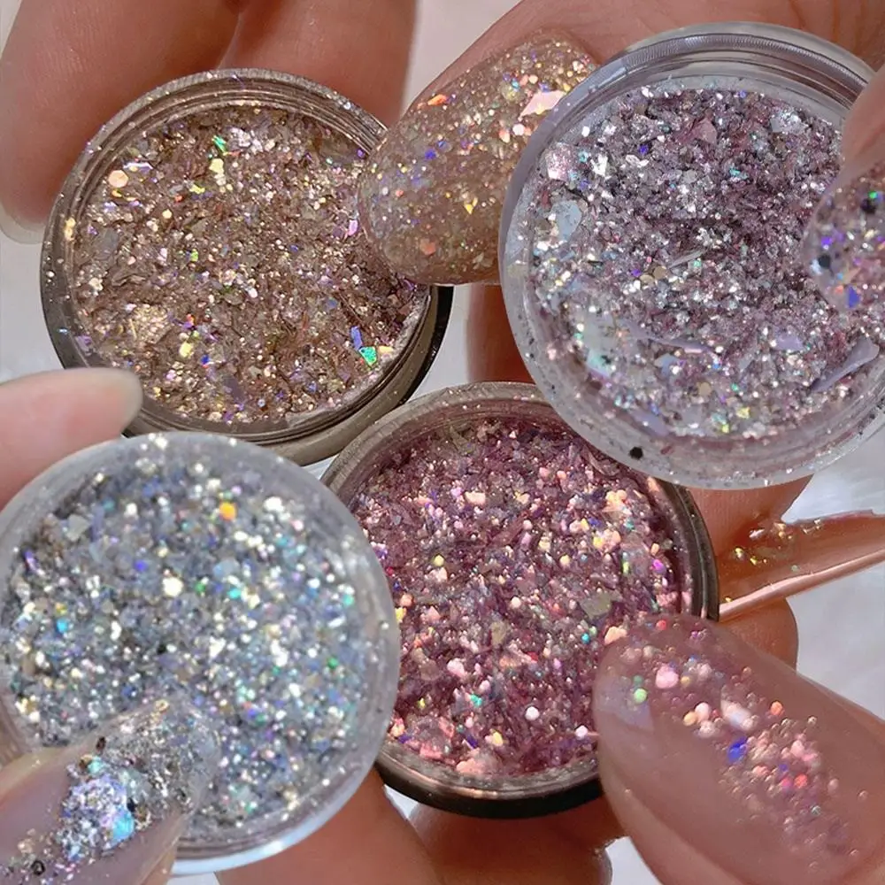 1g/Jar Sparkling Nail Glitter Powder Mixed Shell Opal Sequins Holographic Foil Flakes Decorations DIY Makeup Manicure Accessory