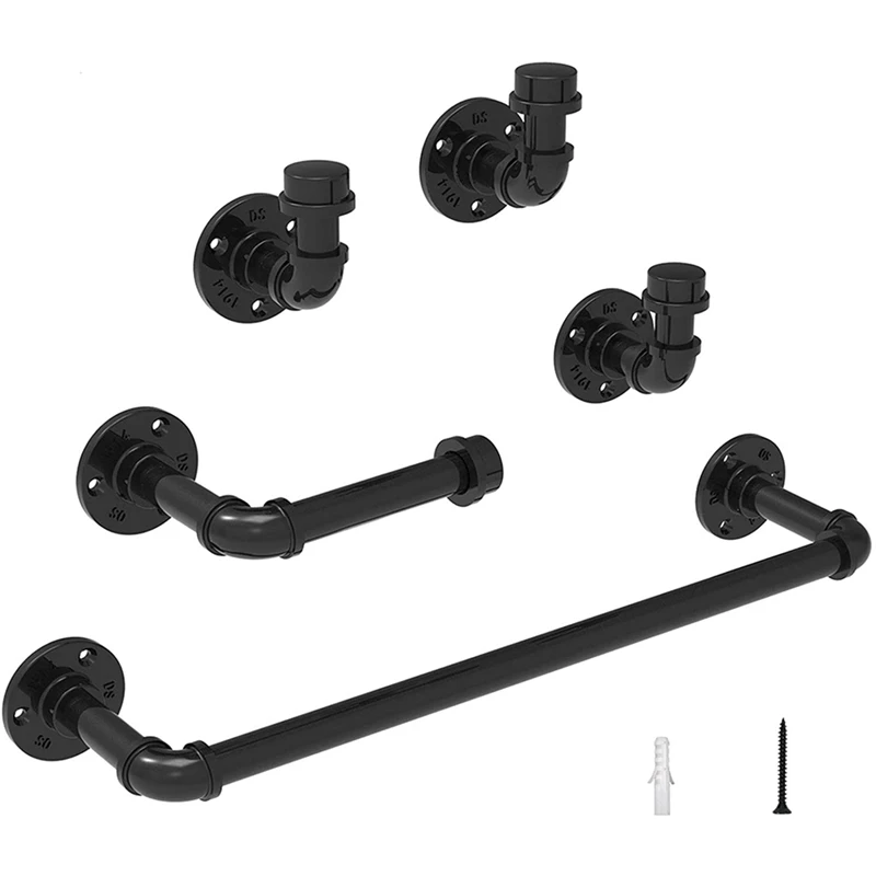 工業用パイプ付きバスルームタオルホルダー,素朴な農家のタオルラックキット,壁掛け,バスルームアクセサリー