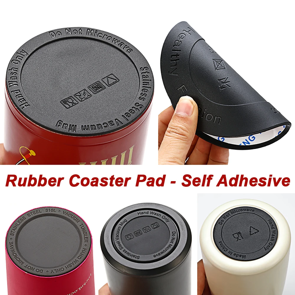 1Pcs Round Black Rubber Coaster Pad Self Adhesive Cup Bottom Stickers Non-slip Anti-scald Tumbler Cup Protective Pads