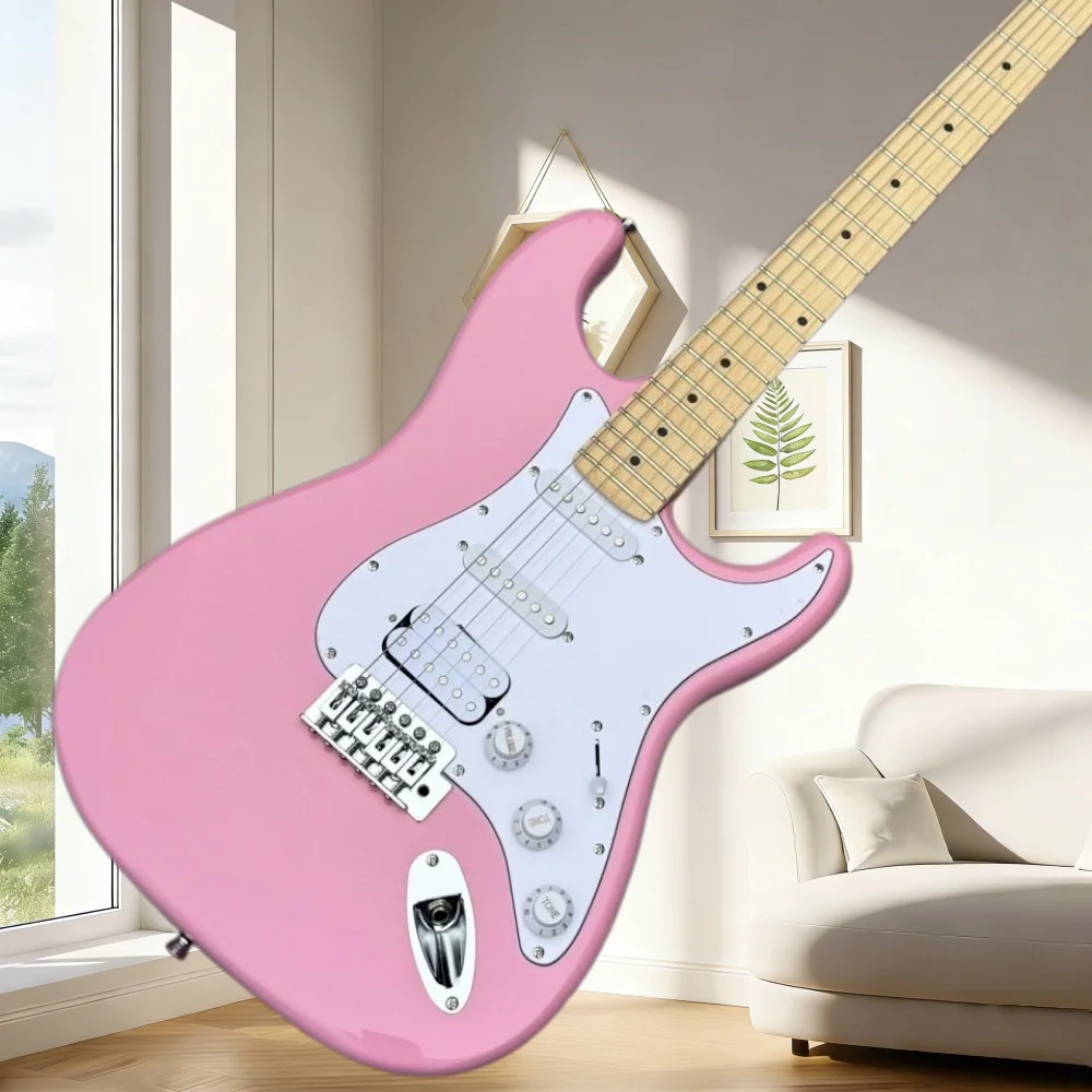 

39Inch STTS PINK Electric Guitar Maple Neck Katsura wood Body SSH Pickup Adjustable Bridge Professional Rock Music Free Shipping